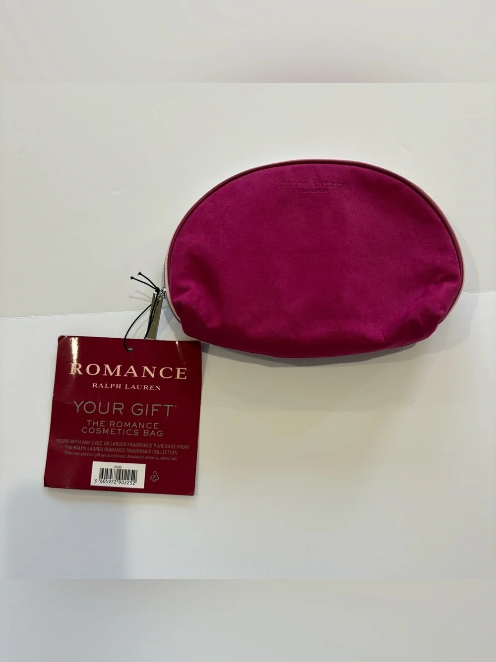 Ralph‎ Lauren Pink Suede Half-Moon Cosmetic Pouch NWT